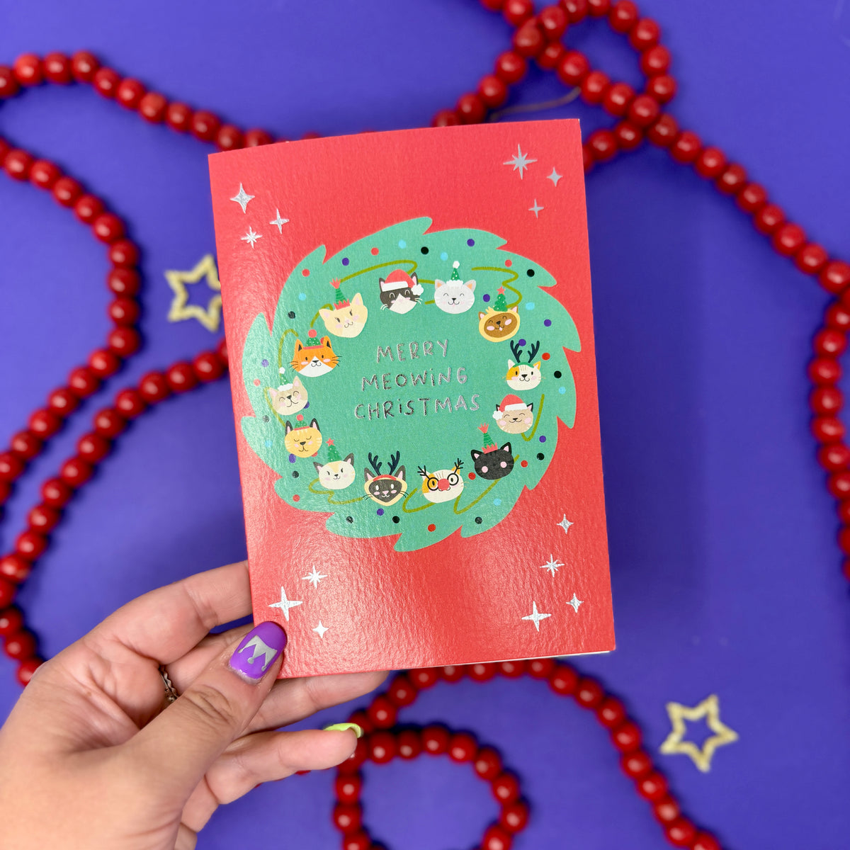 Funny Cat Christmas Card | Christmas Card for Cat Owners 'Merry Meowing Christmas'