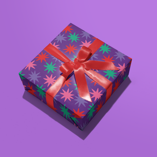 Colourful Christmas Star Gift Wrap - Two Sheets