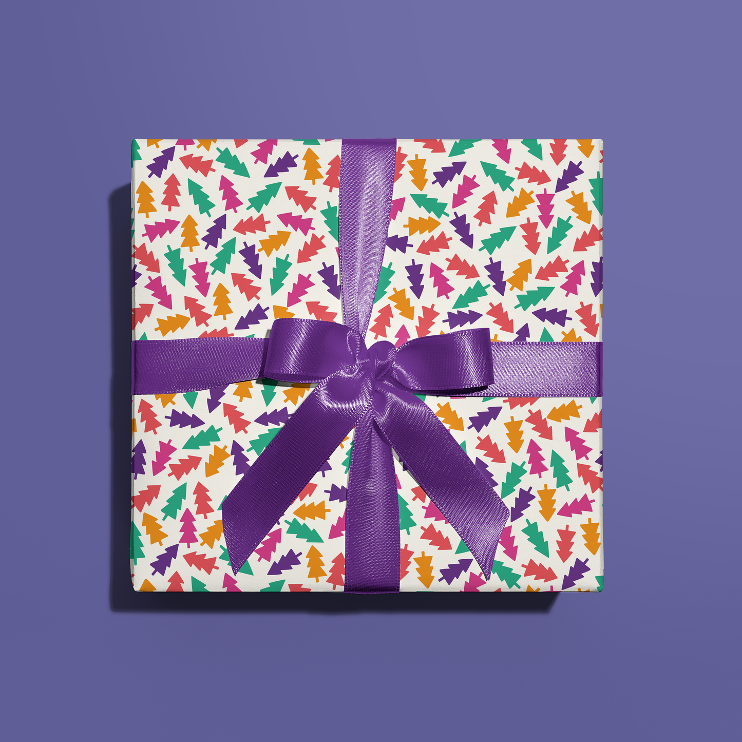 Colourful Christmas Tree Gift Wrap - Two Sheets