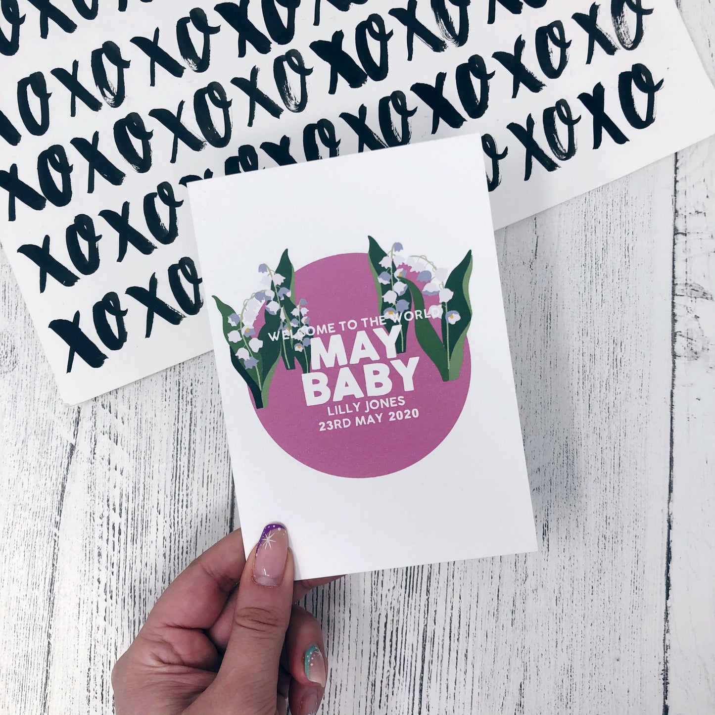 Personalised New Baby May Lily of the Valley Flower Card