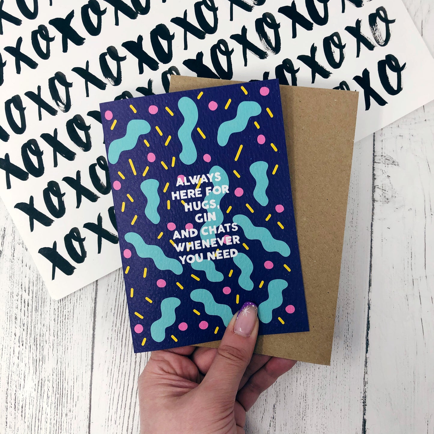 Always Here for Hugs, Gin and Chats Whenever You Need Card