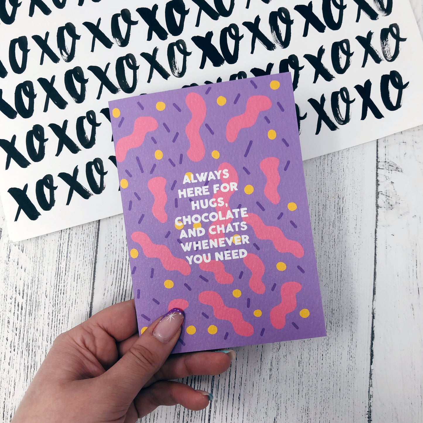 Always Here for Hugs, Chocolate and Chats Whenever You Need Card