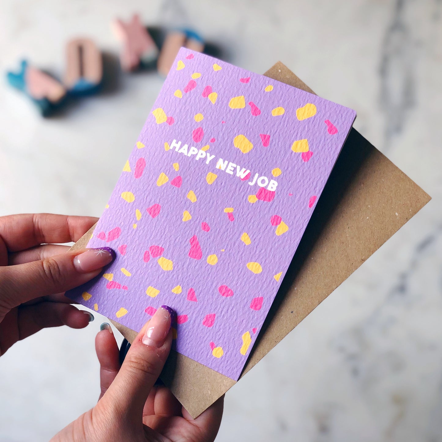 Happy New Job Terrazzo Card