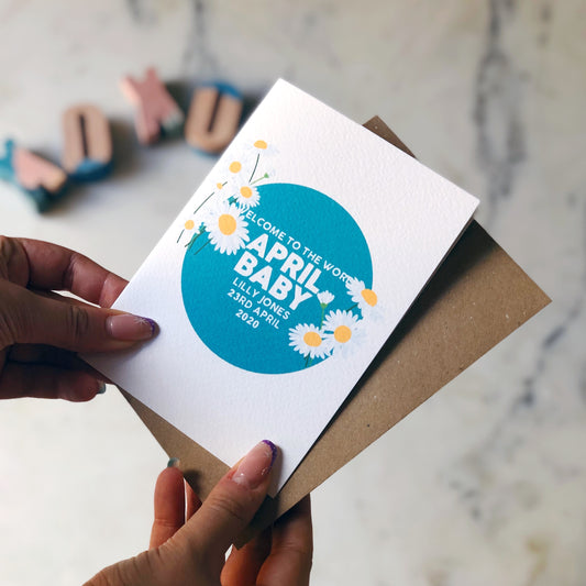 Personalised New Baby April Flower Card