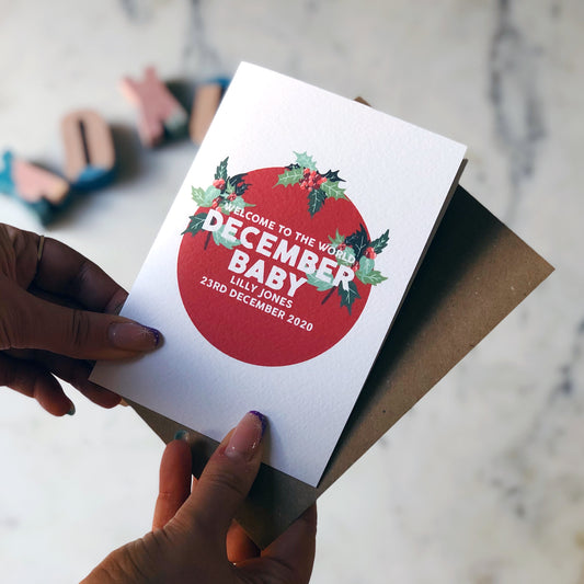 Personalised New Baby December Flower Card