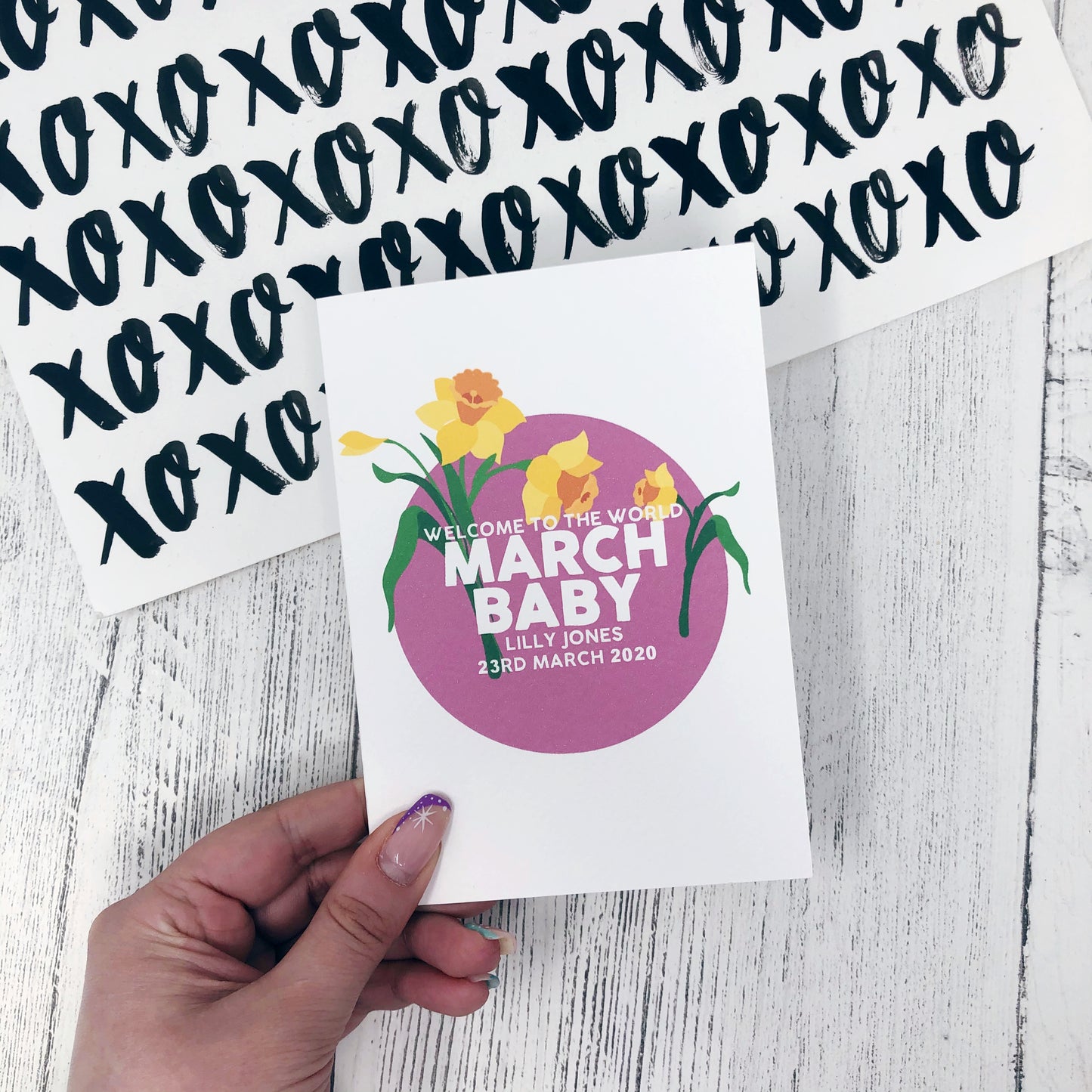 Personalised New Baby March Flower Card