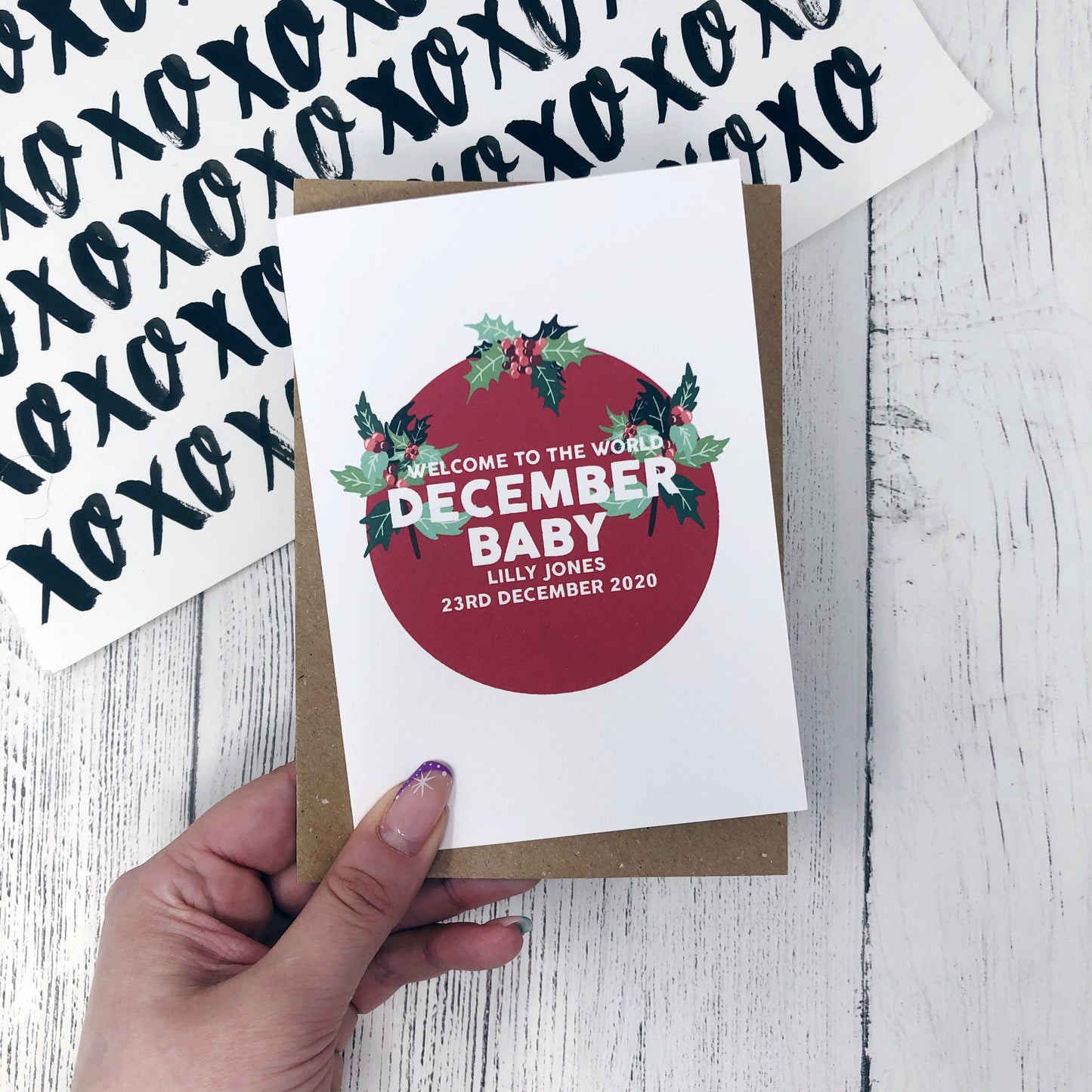 Personalised New Baby December Flower Card