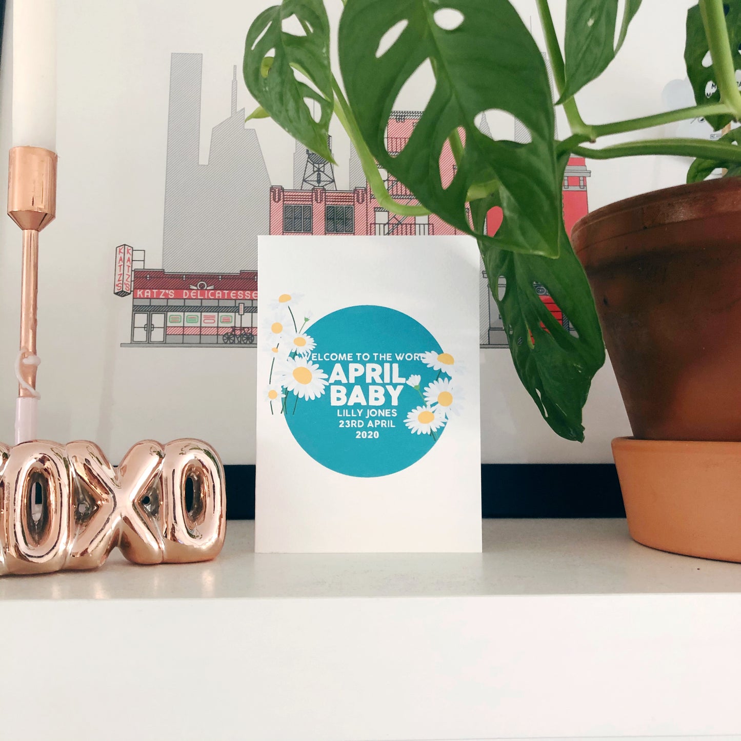 Personalised New Baby April Flower Card