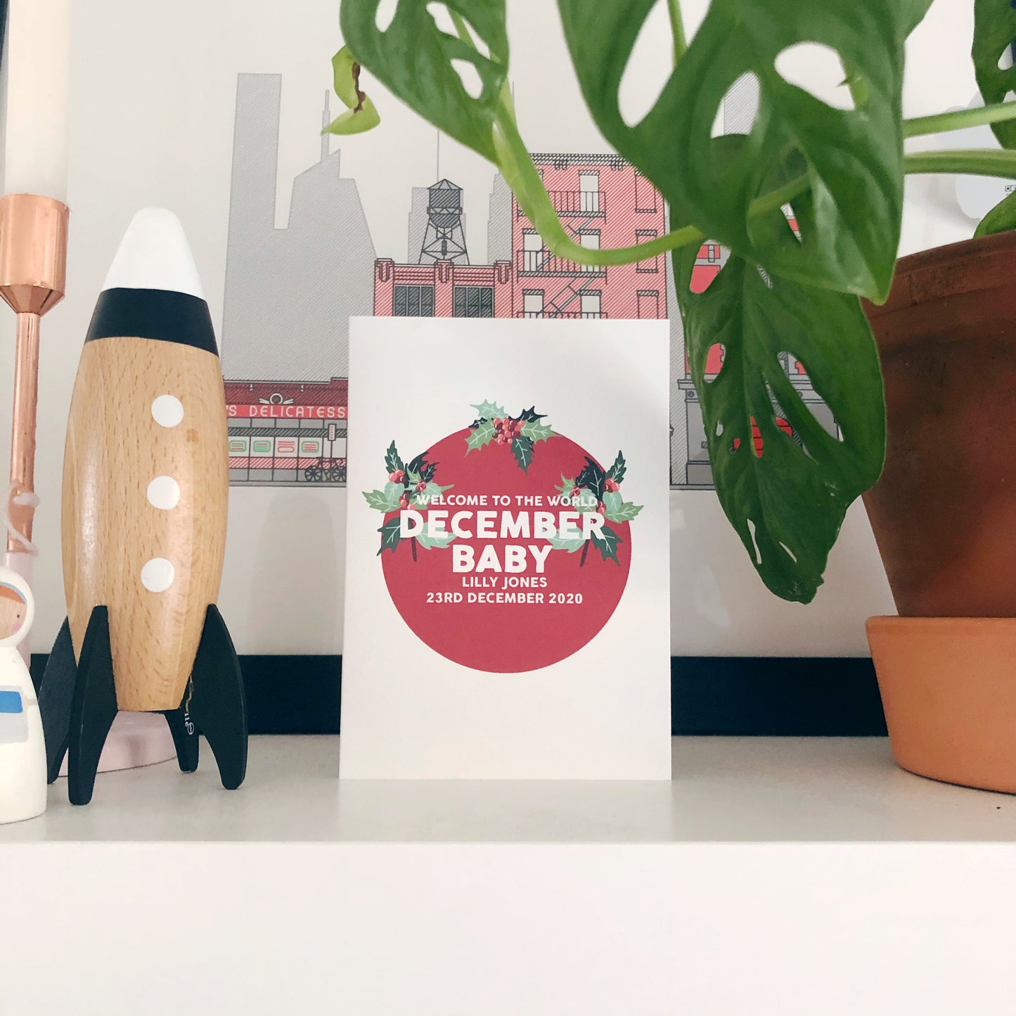 Personalised New Baby December Flower Card