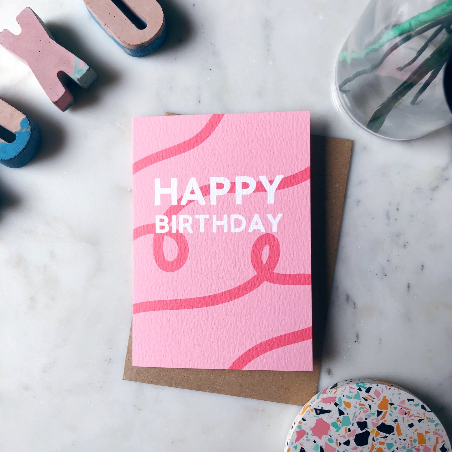 Happy Birthday Pink/Red Card