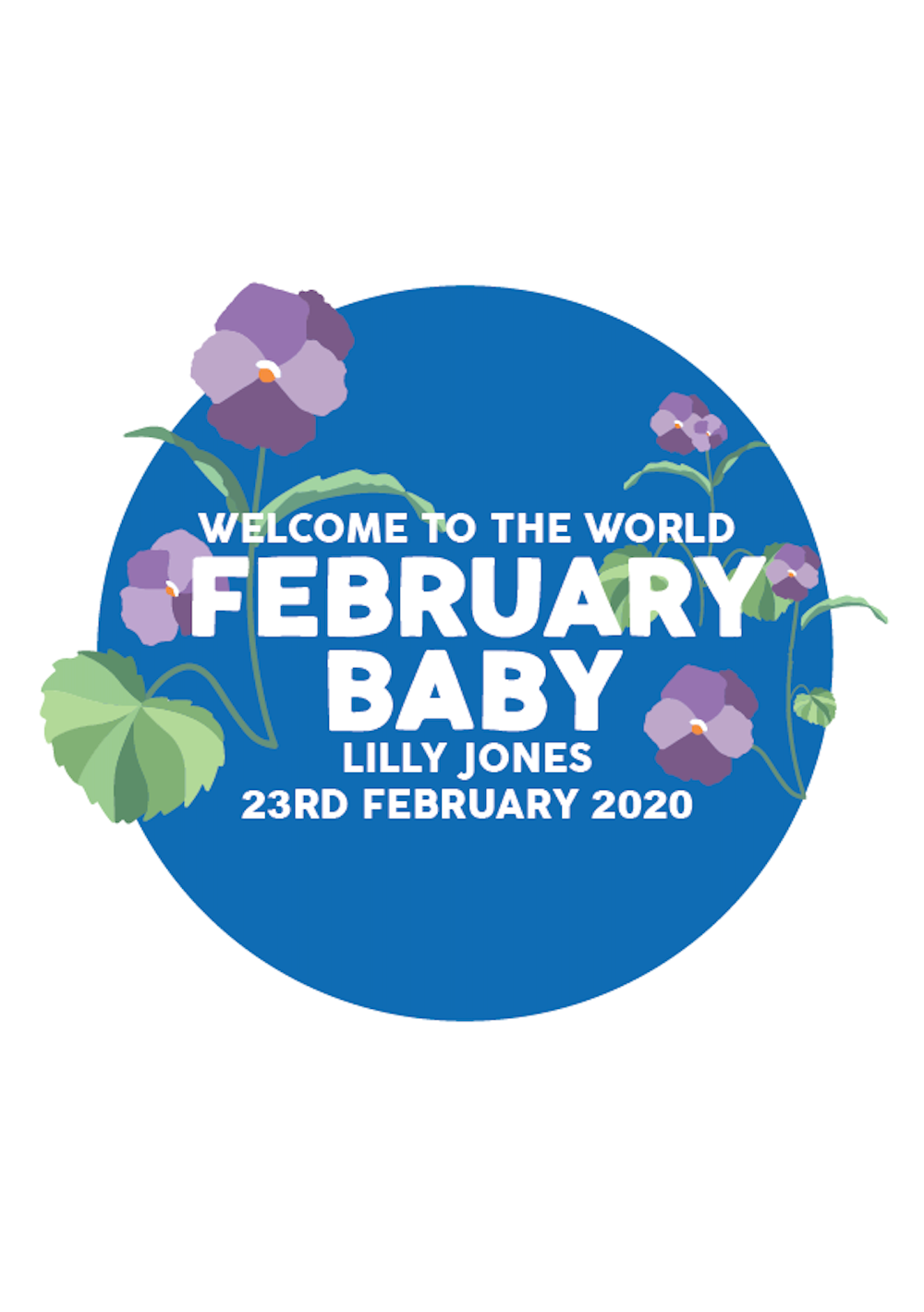 Personalised New Baby February Flower Card