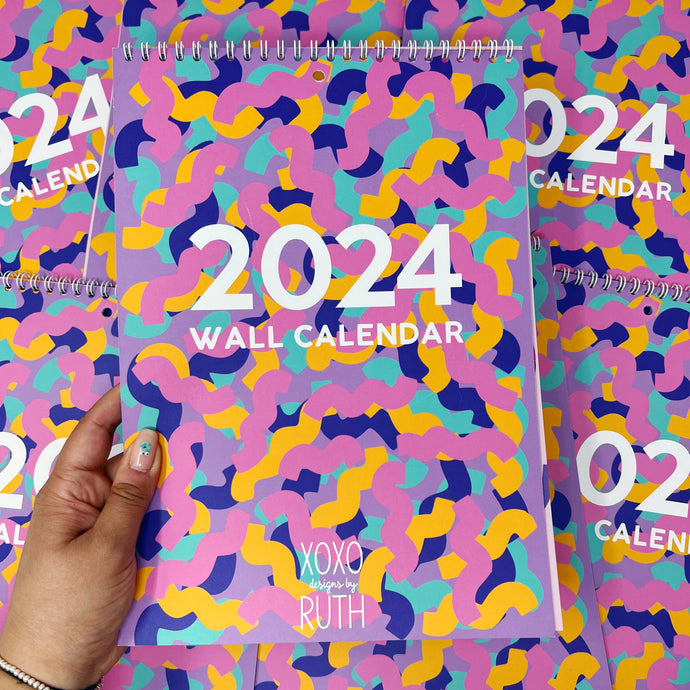 2024 Colourful Patterned A4 Wall Calendar
