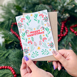 Charity Christmas Card Pack of 6 'Christmas Greenery'