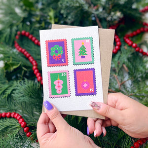 Charity Christmas Card Pack of 6 'Christmas Stamp'