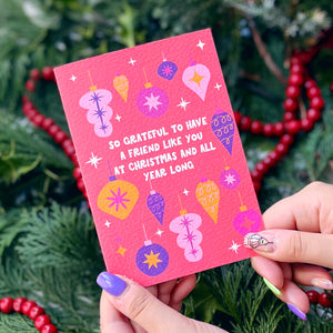 Charity 'So Grateful For A Friend Like You At Christmas And All Year Round' Card