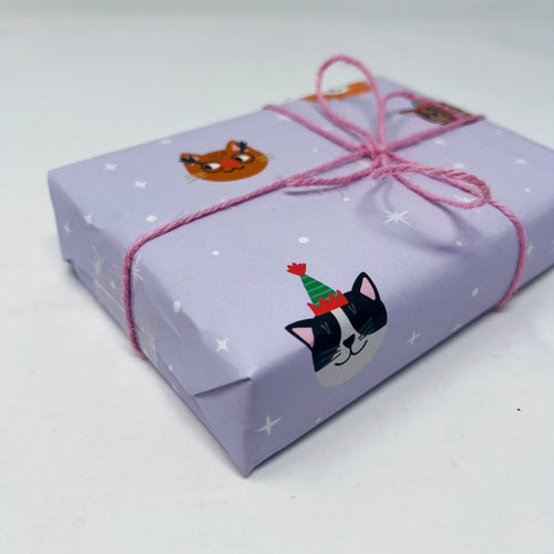 Charity Colourful Christmas Cats Gift Wrap - Two Sheets