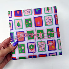 Charity Colourful Christmas Stamp Gift Wrap - Two Sheets