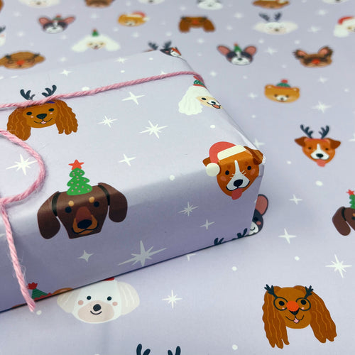 Charity Colourful Christmas Dogs Gift Wrap - Two Sheets