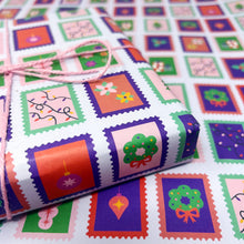 Charity Colourful Christmas Stamp Gift Wrap - Two Sheets