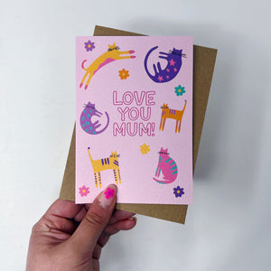 Love You Mum Cat Card