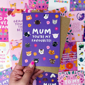 Mum You're My Favourite Cat Card