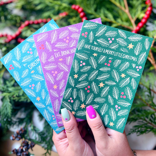Christmas Card Pack of 6 'Vintage Foilage Christmas'