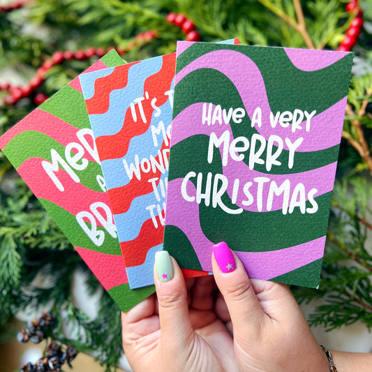Christmas Card Pack of 6 'Groovy Christmas'