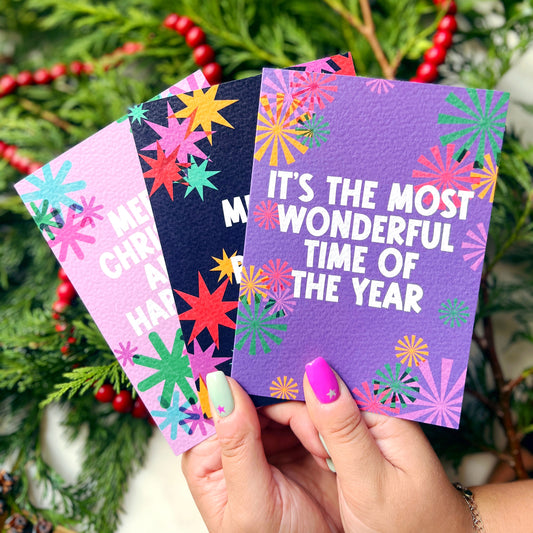 Christmas Card Pack of 6 'Riso Christmas'