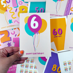 6th Birthday Balloon Card