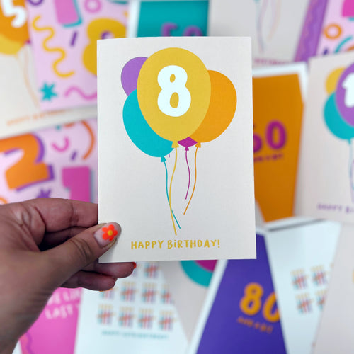 8th Birthday Balloon Card