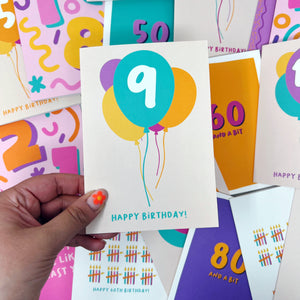 9th Birthday Balloon Card