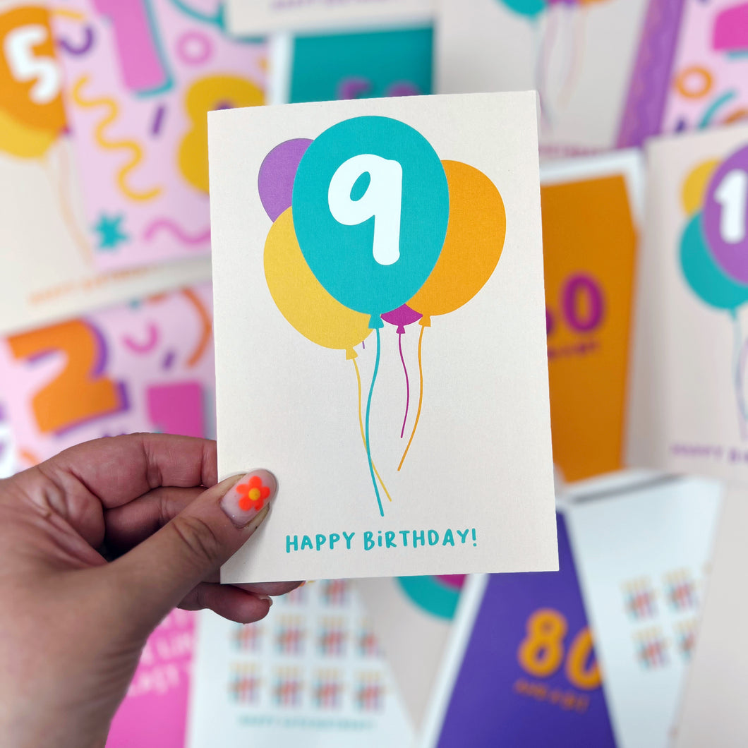 9th Birthday Balloon Card