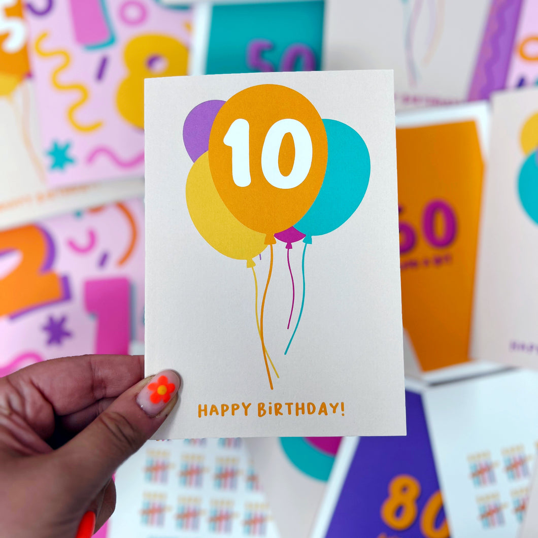 10th Birthday Balloon Card