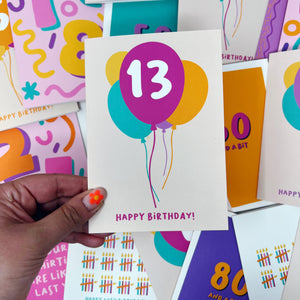 13th Birthday Balloon Card