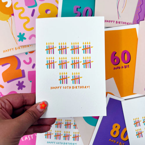 Happy 50th Birthday Candles Card