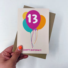 13th Birthday Balloon Card