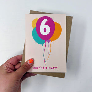 6th Birthday Balloon Card