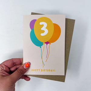 3rd Birthday Balloon Card