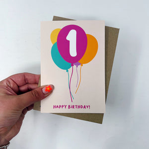 1st Birthday Balloon Card