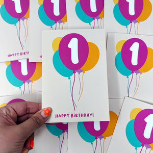 1st Birthday Balloon Card