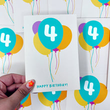 4th Birthday Balloon Card