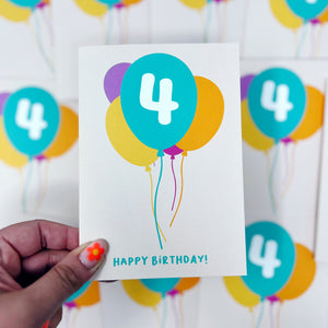 4th Birthday Balloon Card