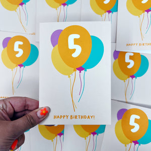 5th Birthday Balloon Card