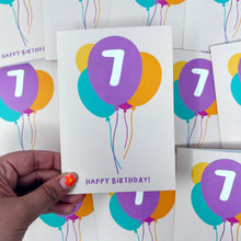 7th Birthday Balloon Card