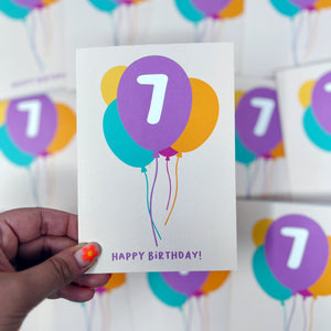 7th Birthday Balloon Card