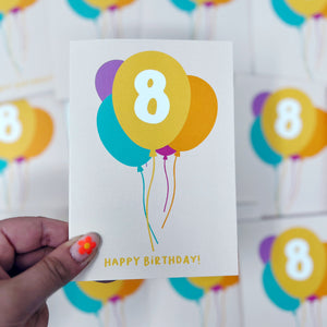 8th Birthday Balloon Card