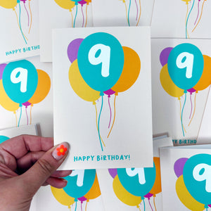 9th Birthday Balloon Card