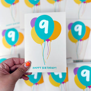 9th Birthday Balloon Card