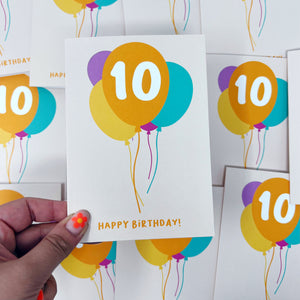 10th Birthday Balloon Card