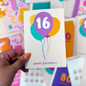 16th Birthday Balloon Card